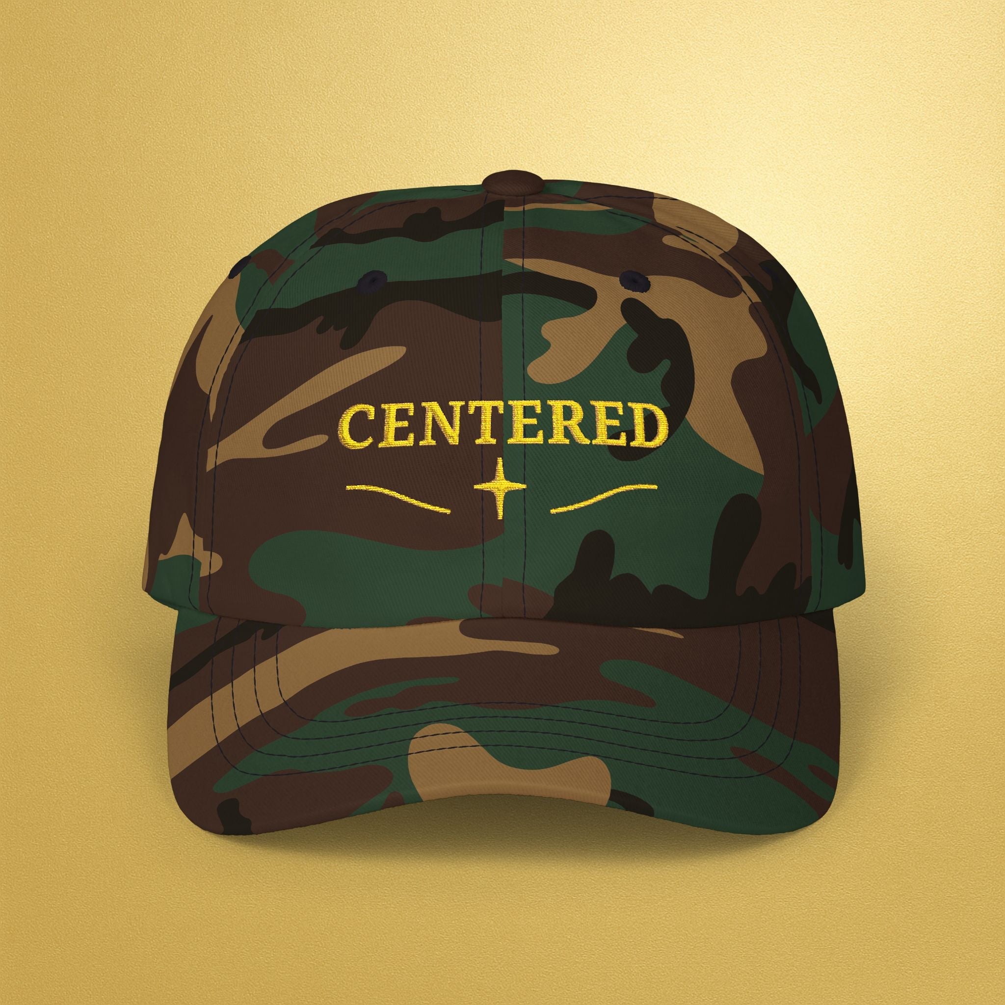 Centered Embroidered — Baseball Hat with Gold Stitching - AURA BY RS ®
