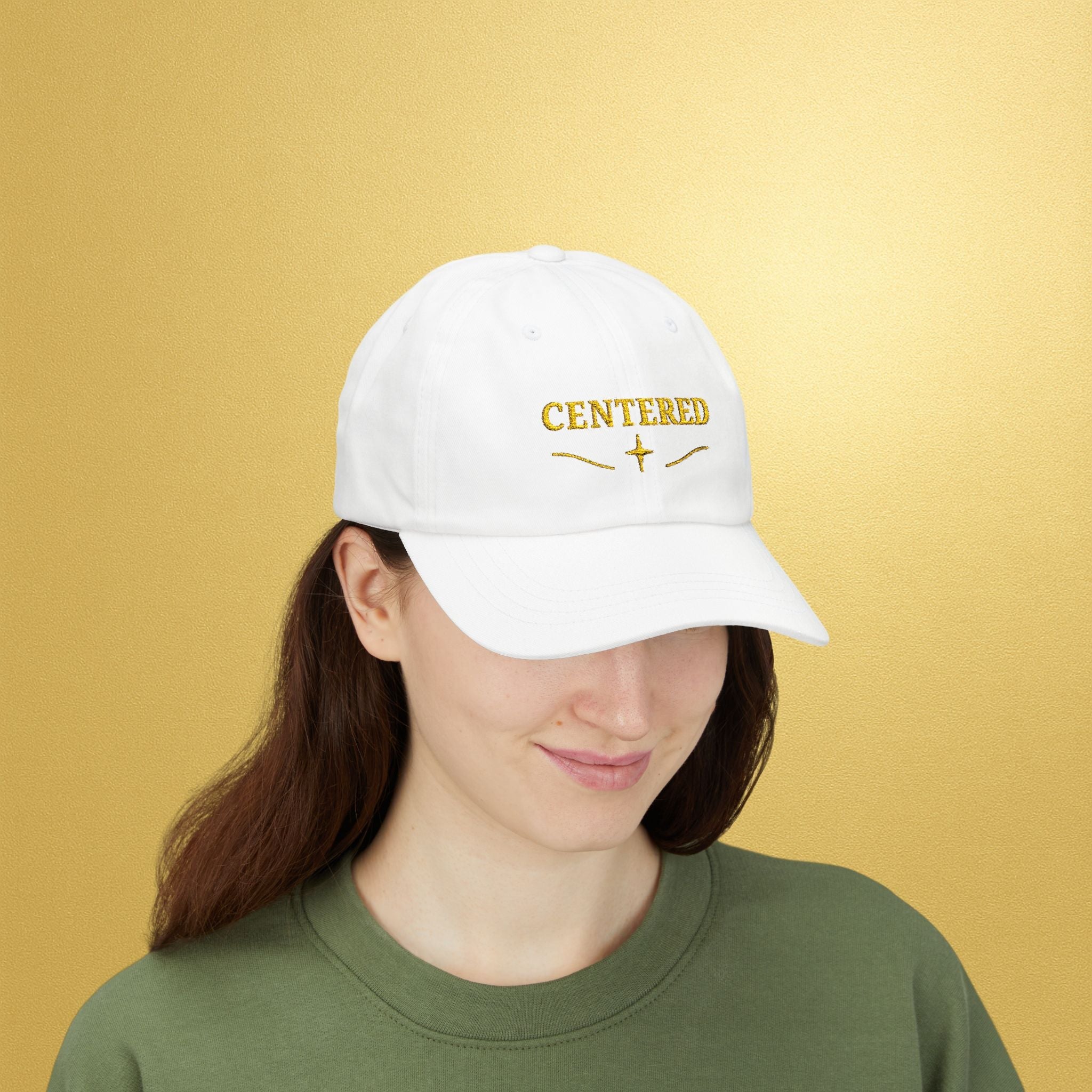 Centered Embroidered — Baseball Hat with Gold Stitching - AURA BY RS ®