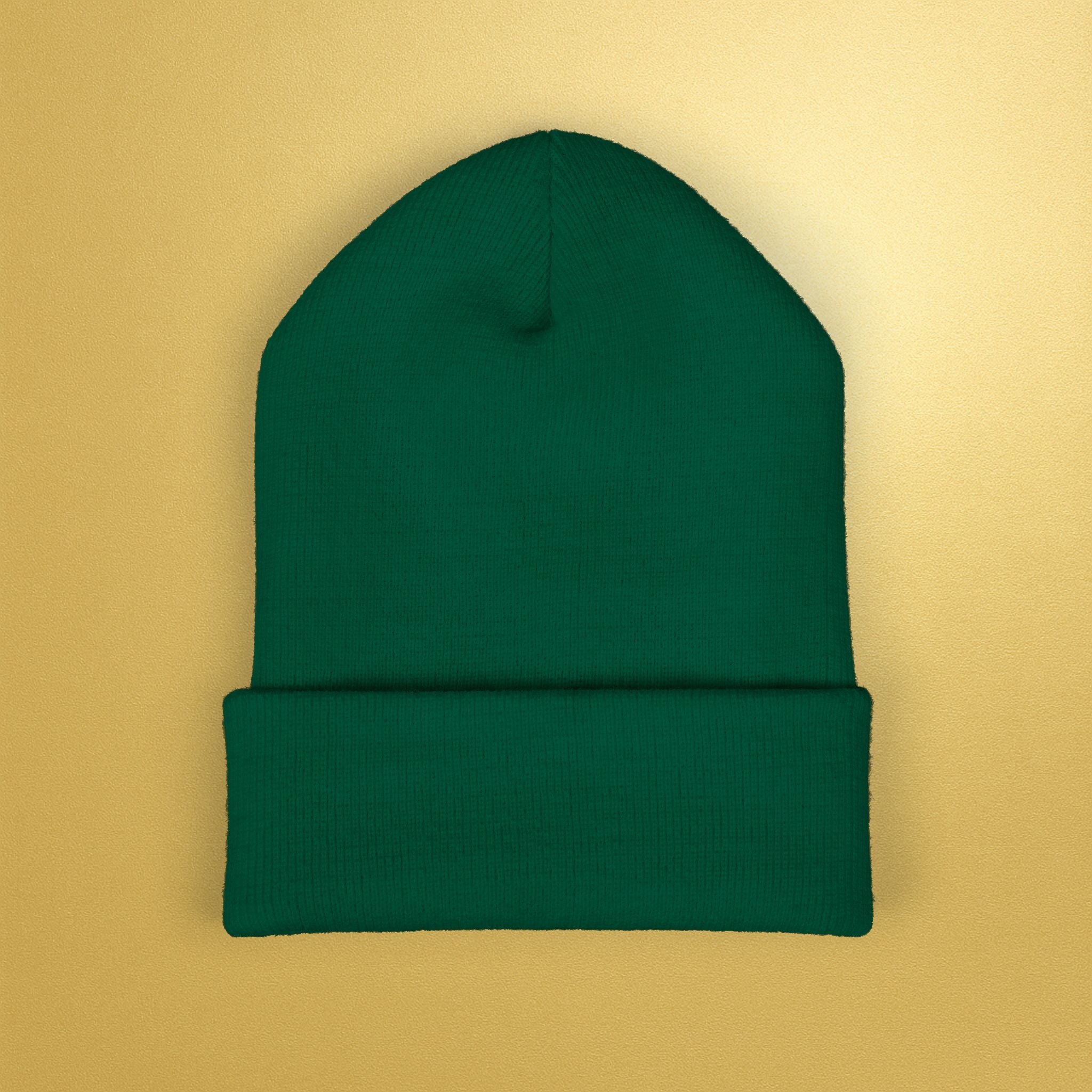 Embroidered Sunburst Cuffed Beanie — Gold Aura Knit Hat - AURA BY RS ®