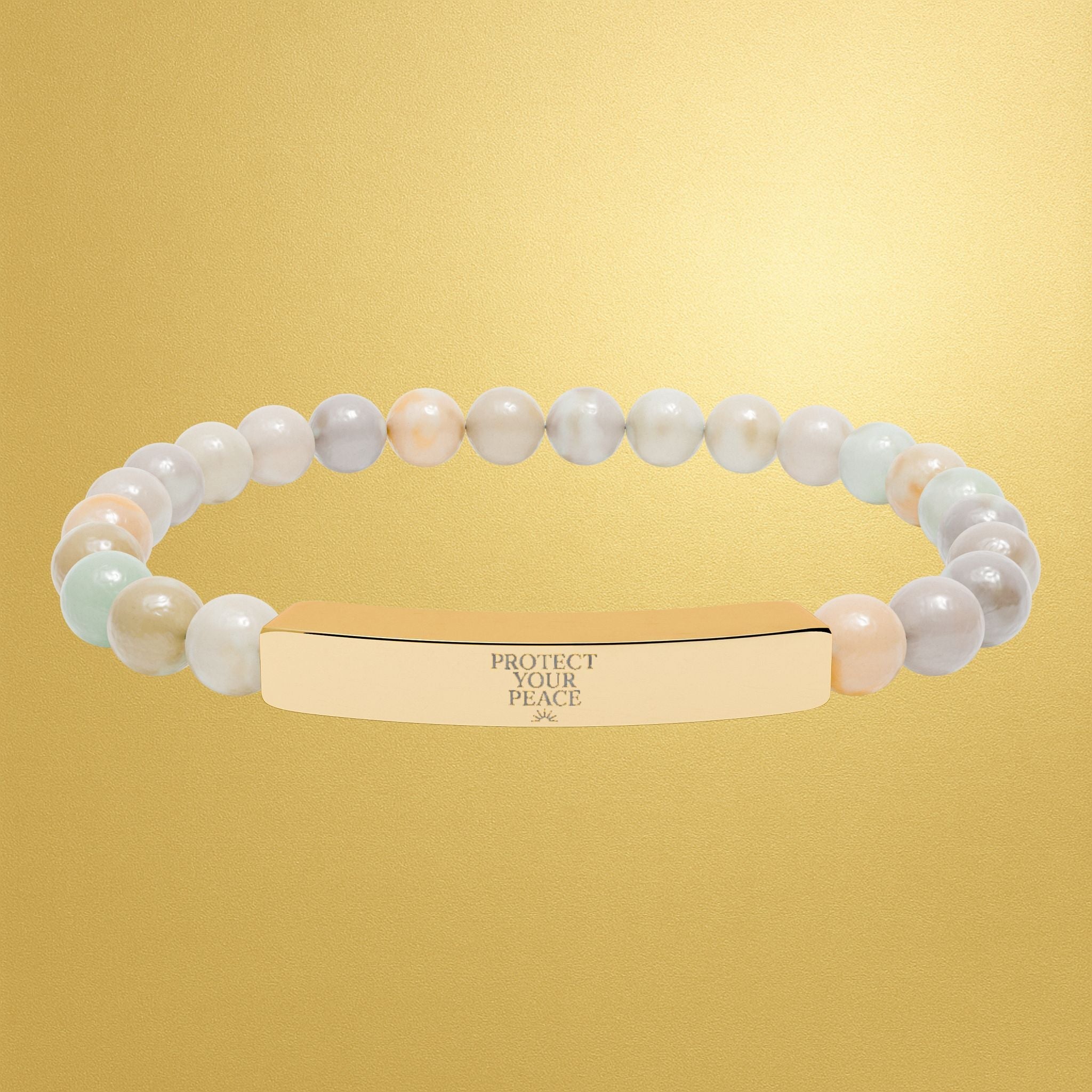 Engravable Natural Stone Bar Bracelet — Stretch Beaded Healing Jewelry - AURA BY RS ®