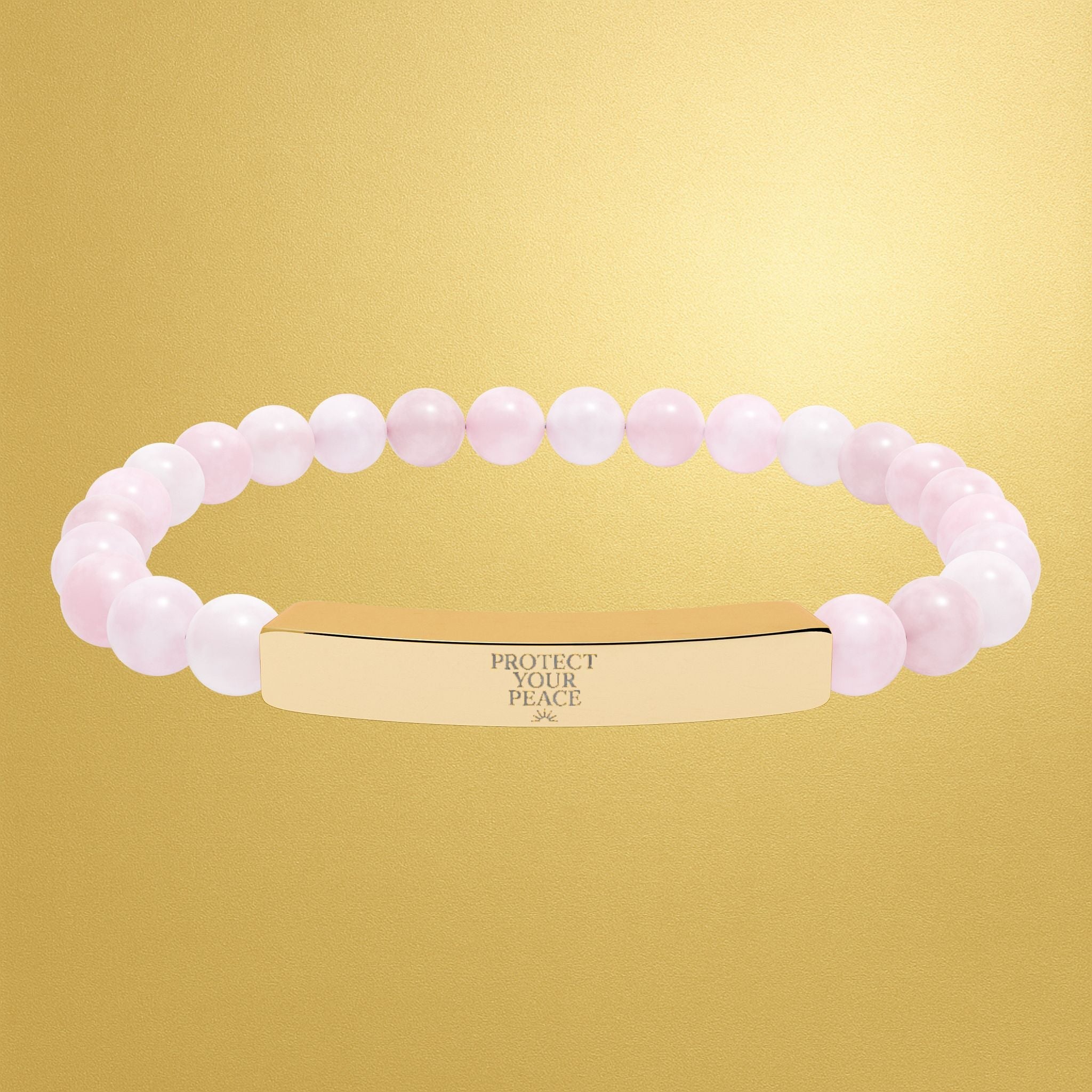 Engravable Natural Stone Bar Bracelet — Stretch Beaded Healing Jewelry - AURA BY RS ®