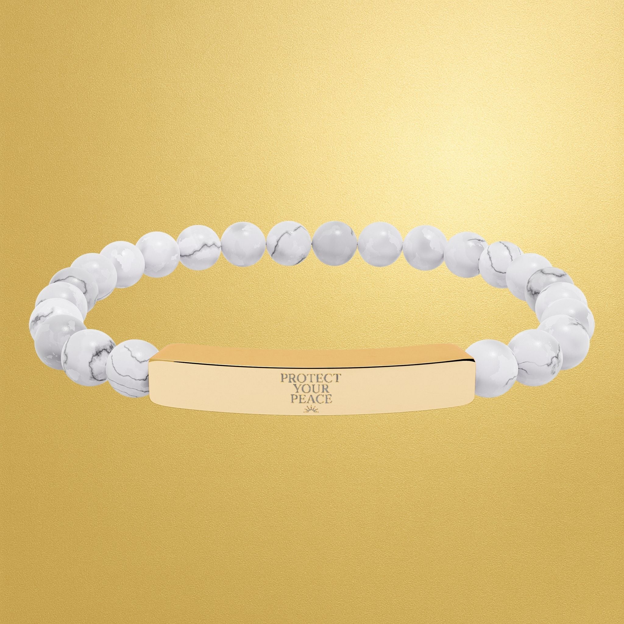 Engravable Natural Stone Bar Bracelet — Stretch Beaded Healing Jewelry - AURA BY RS ®
