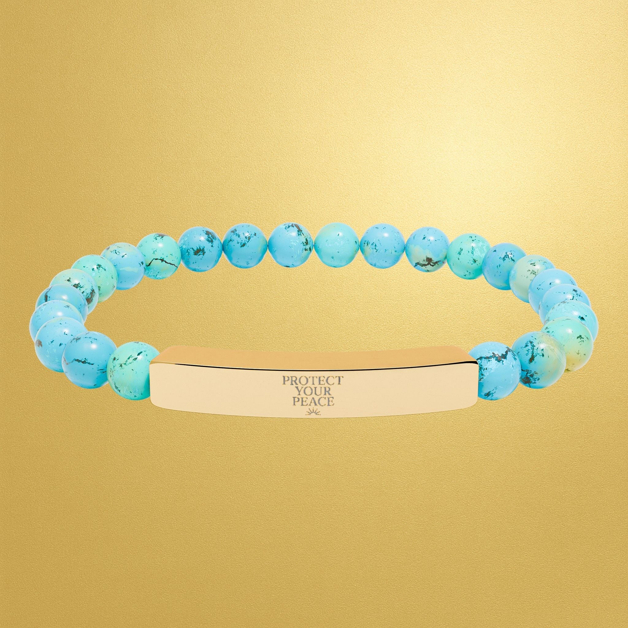 Engravable Natural Stone Bar Bracelet — Stretch Beaded Healing Jewelry - AURA BY RS ®