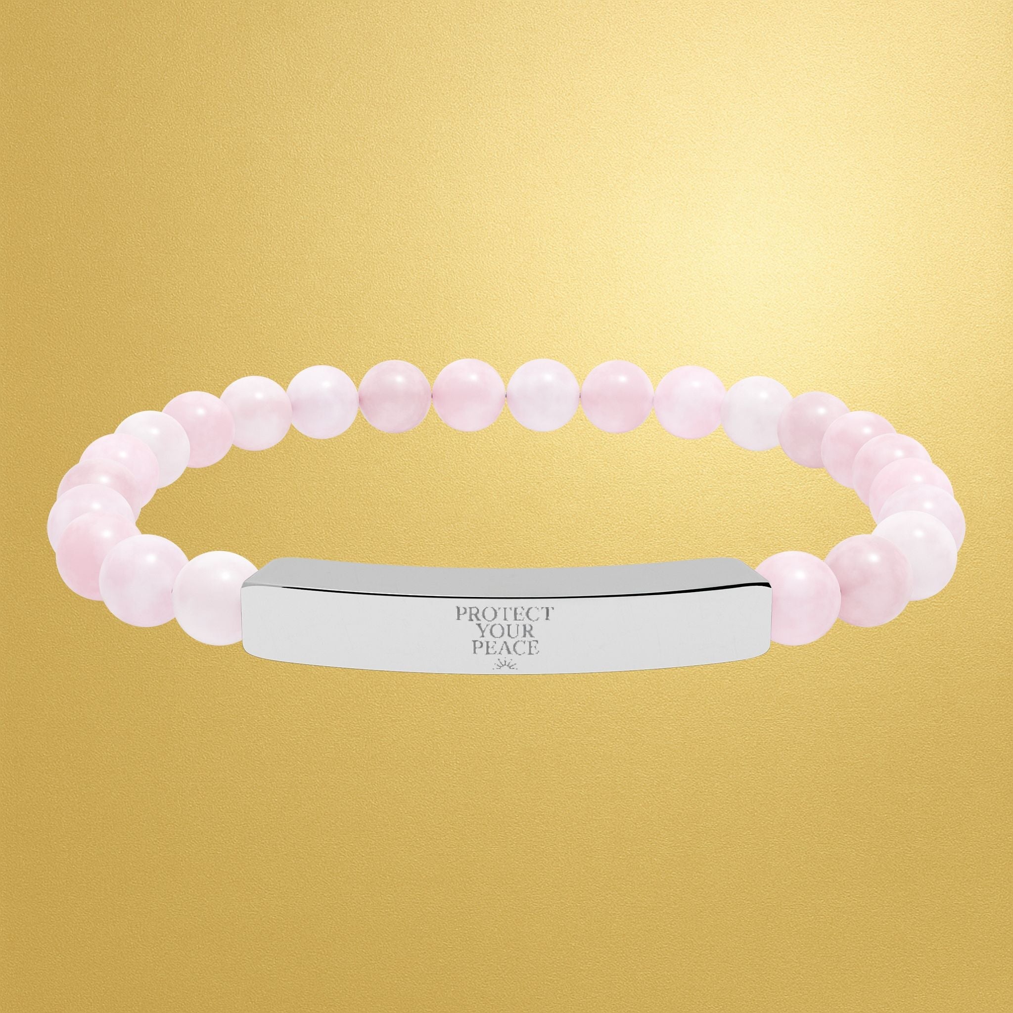 Engravable Natural Stone Bar Bracelet — Stretch Beaded Healing Jewelry - AURA BY RS ®