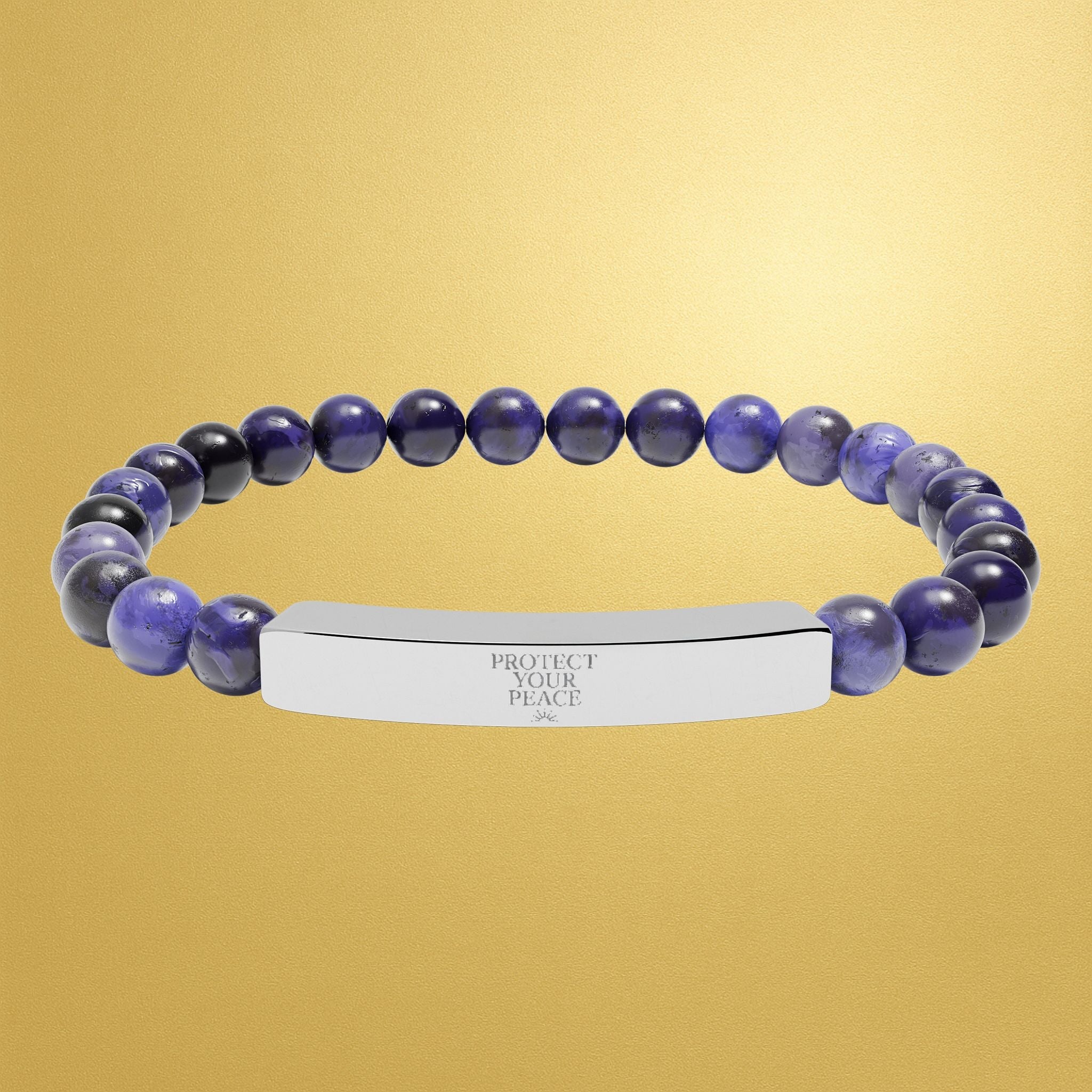 Engravable Natural Stone Bar Bracelet — Stretch Beaded Healing Jewelry - AURA BY RS ®