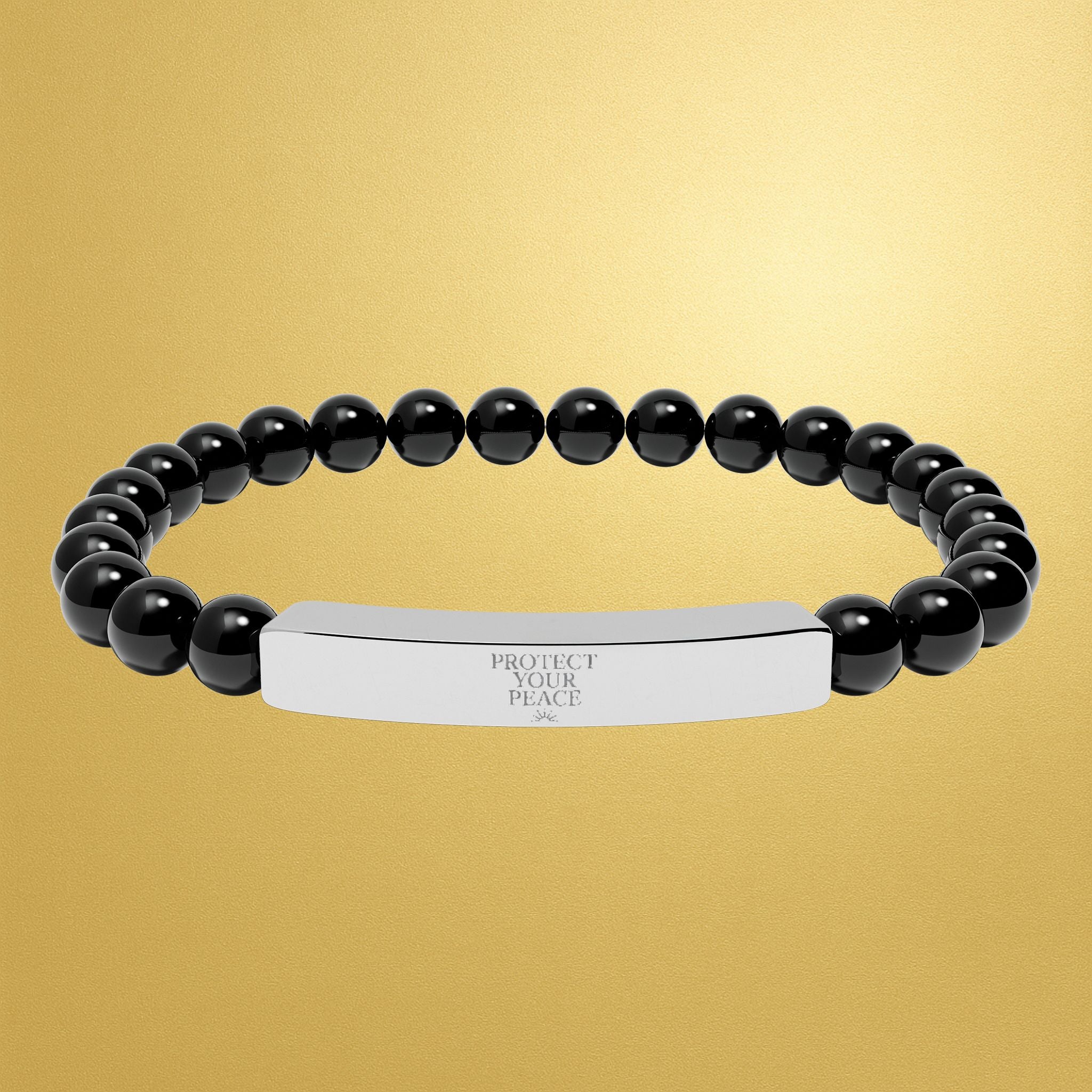 Engravable Natural Stone Bar Bracelet — Stretch Beaded Healing Jewelry - AURA BY RS ®