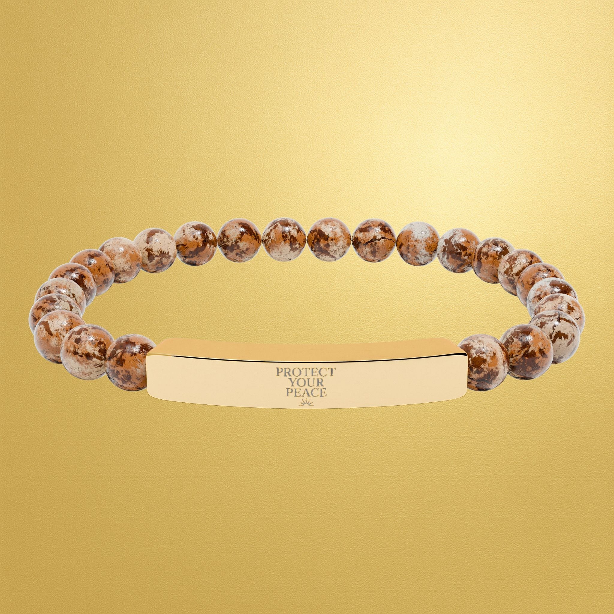 Engravable Natural Stone Bar Bracelet — Stretch Beaded Healing Jewelry - AURA BY RS ®