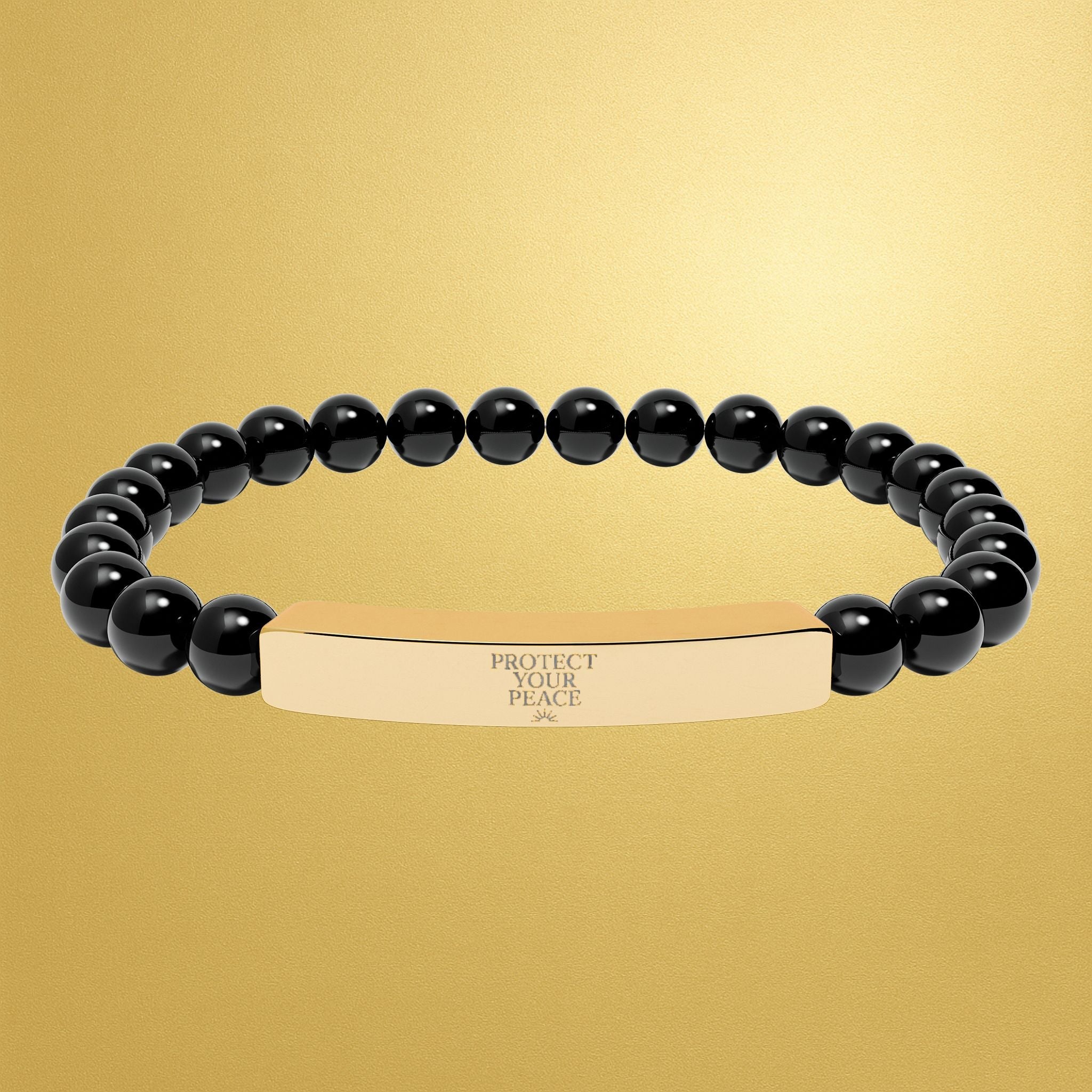 Engravable Natural Stone Bar Bracelet — Stretch Beaded Healing Jewelry - AURA BY RS ®