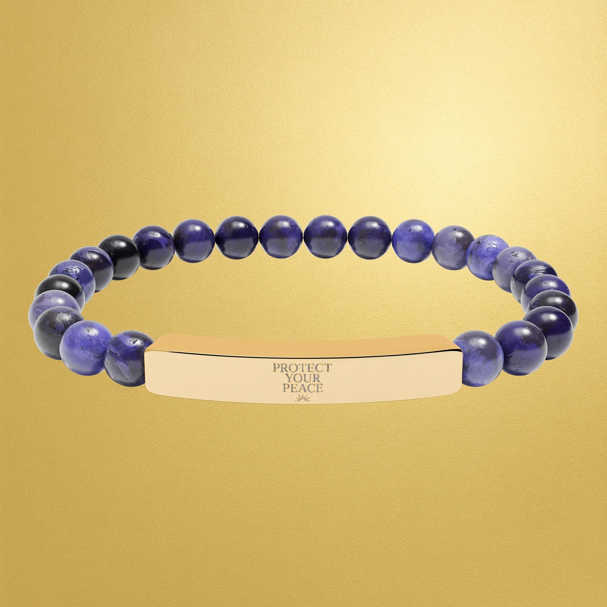 Engravable Natural Stone Bar Bracelet — Stretch Beaded Healing Jewelry - AURA BY RS ®
