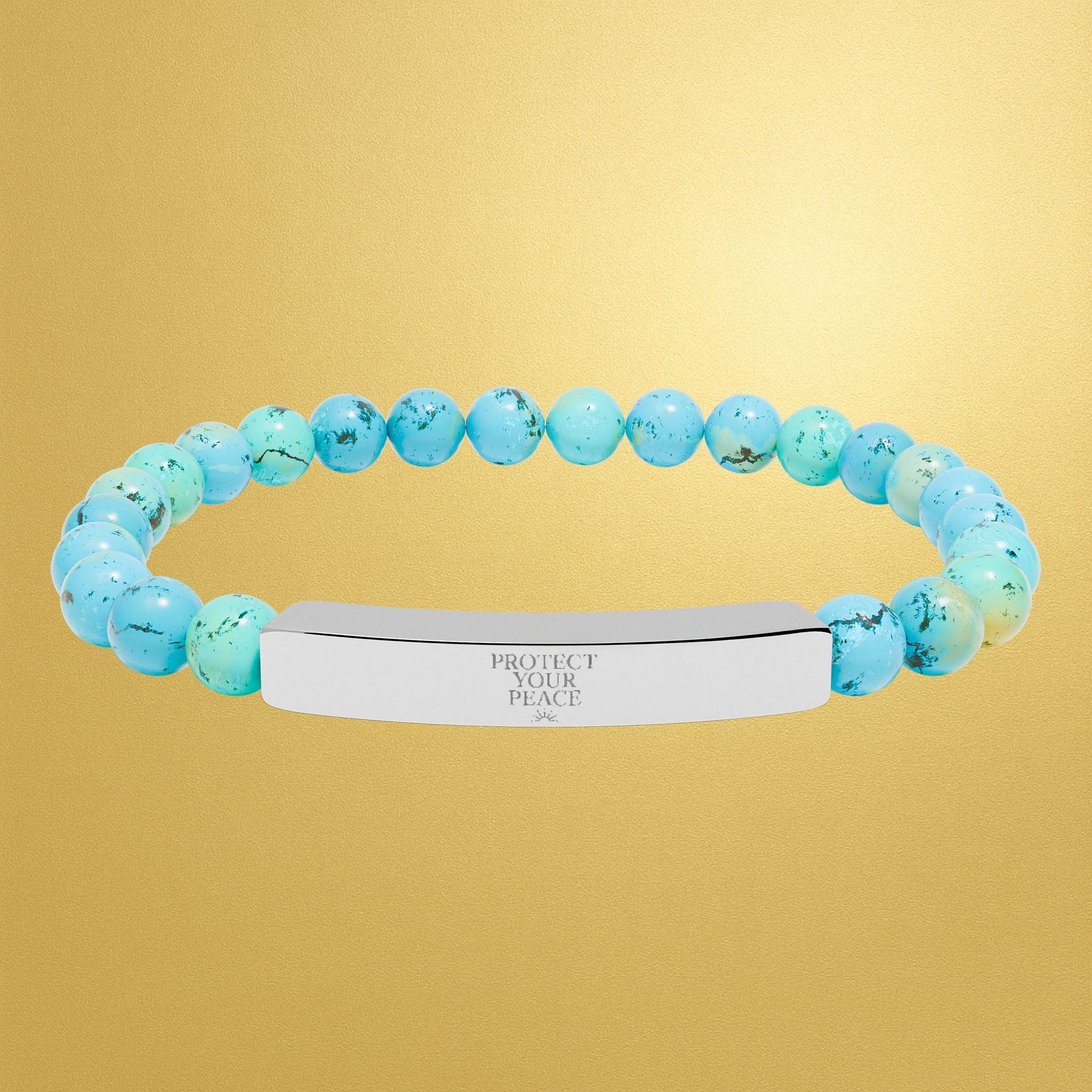 Engravable Natural Stone Bar Bracelet — Stretch Beaded Healing Jewelry - AURA BY RS ®