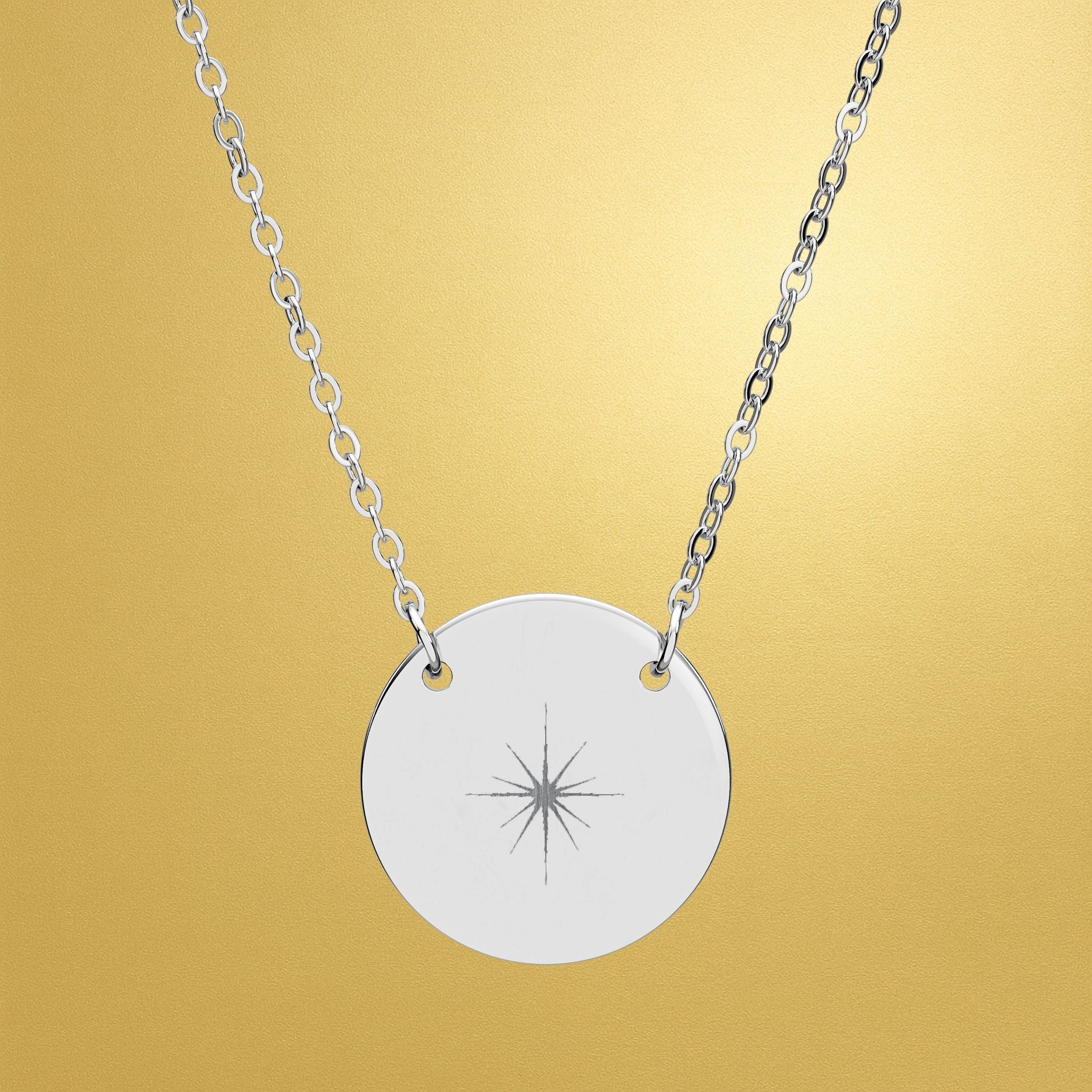 Engraved Circle Necklace — Surgical Stainless Steel Aura Burst Pendant - AURA BY RS ®