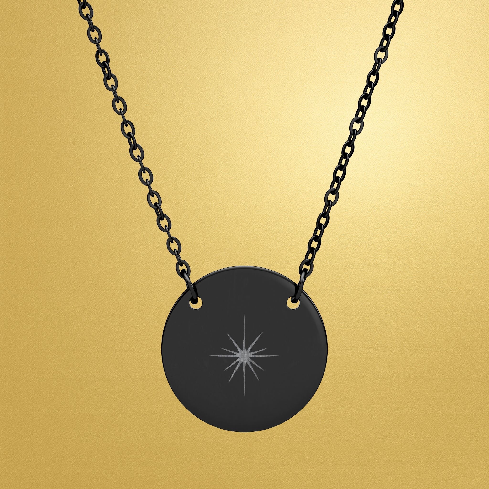 Engraved Circle Necklace — Surgical Stainless Steel Aura Burst Pendant - AURA BY RS ®