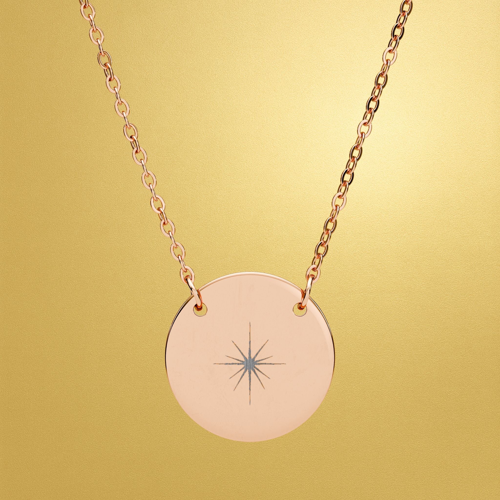 Engraved Circle Necklace — Surgical Stainless Steel Aura Burst Pendant - AURA BY RS ®