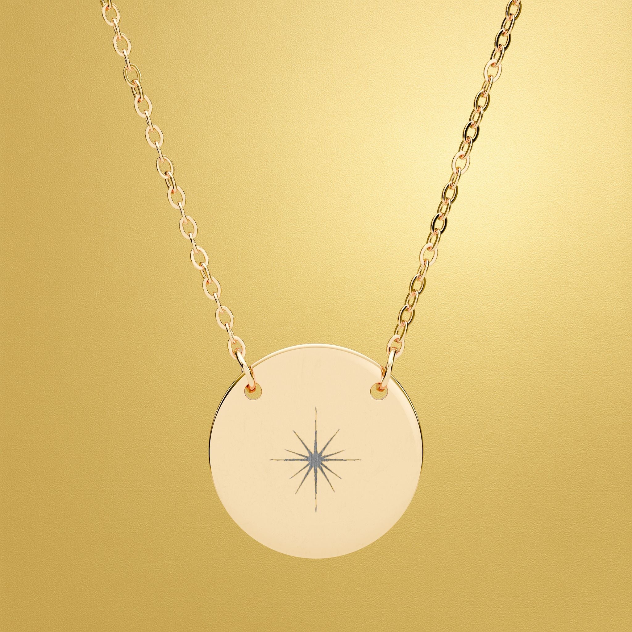 Engraved Circle Necklace — Surgical Stainless Steel Aura Burst Pendant - AURA BY RS ®
