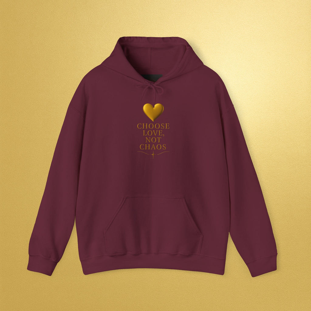 Hoodie — "Choose Love Not Chaos" Gold Heart Inspirational Hoodie - AURA BY RS ®
