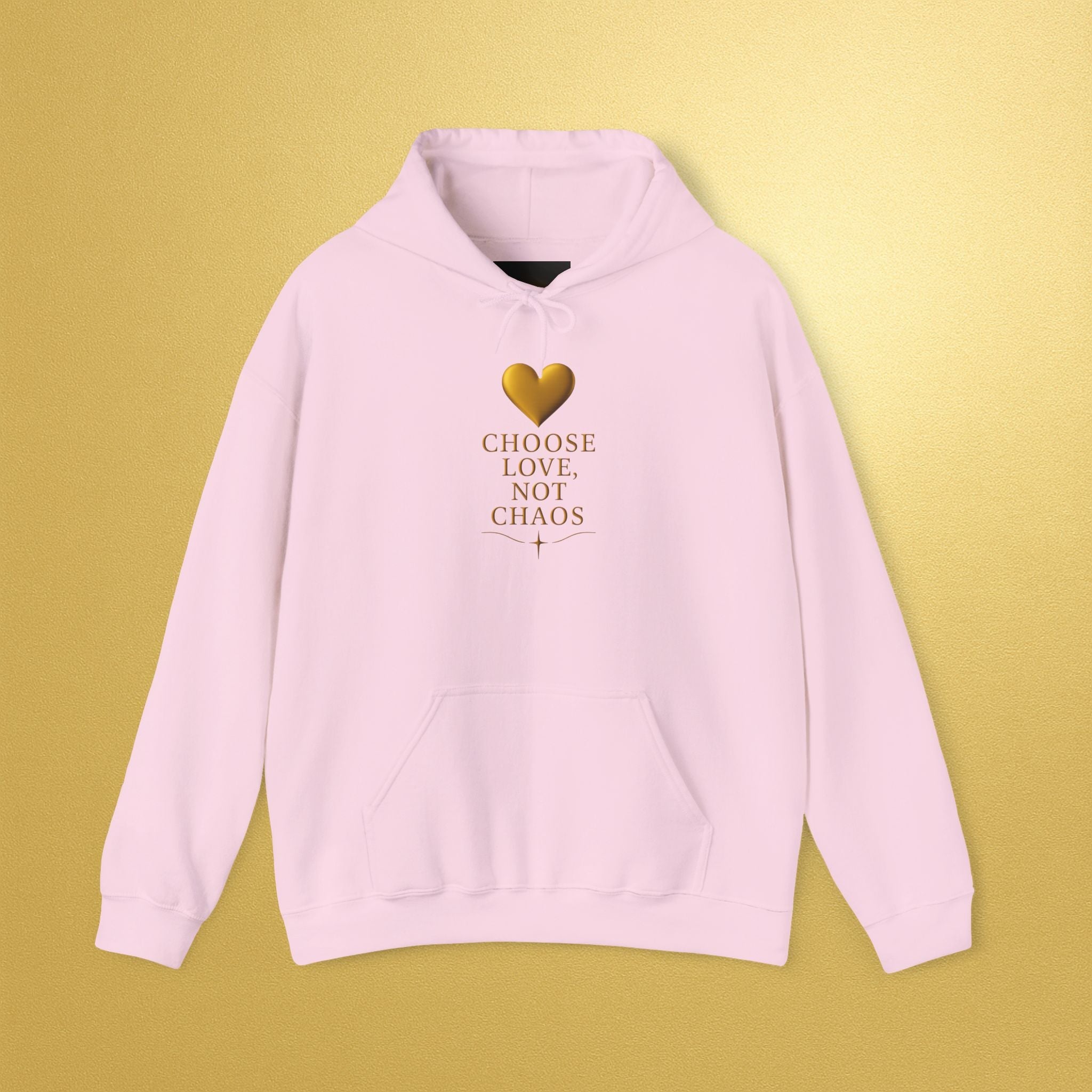 Hoodie — "Choose Love Not Chaos" Gold Heart Inspirational Hoodie - AURA BY RS ®