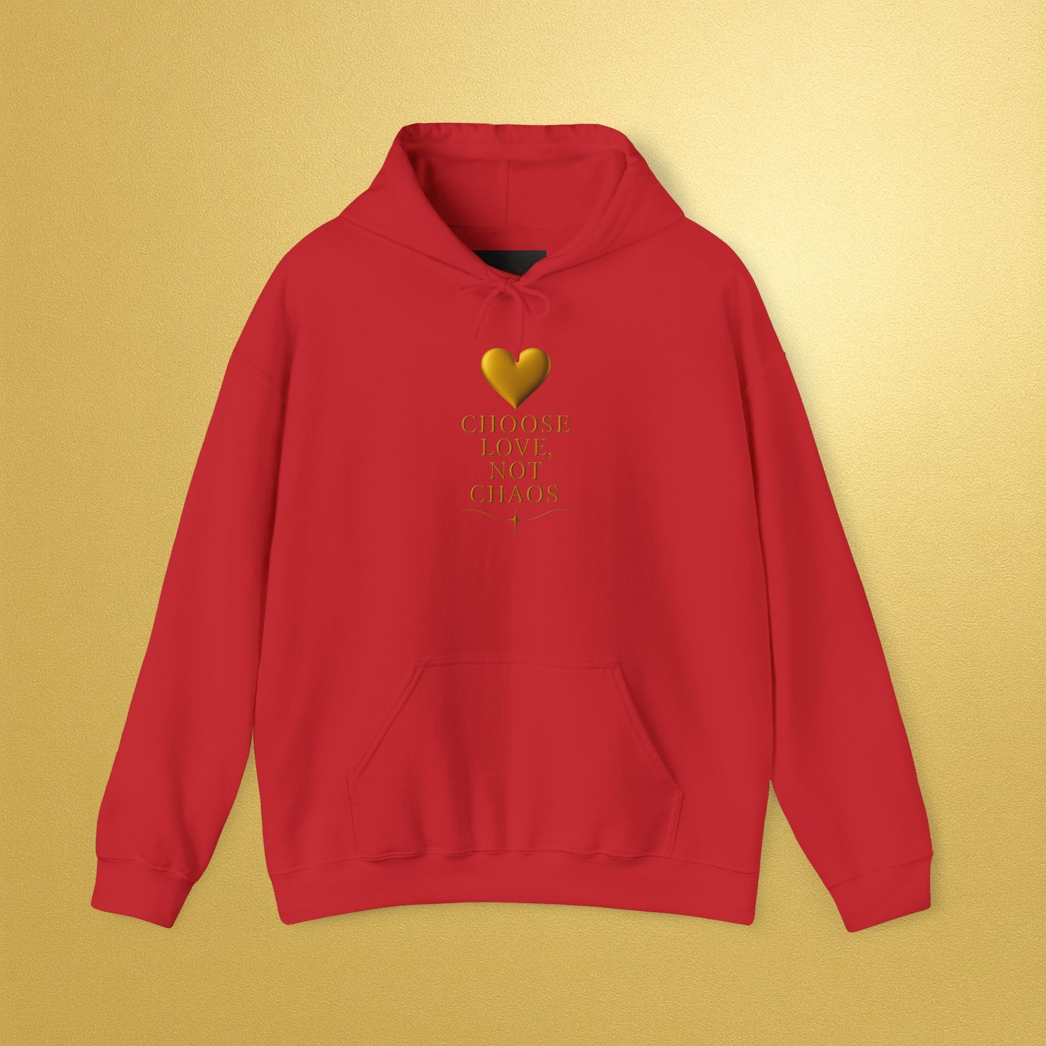 Hoodie — "Choose Love Not Chaos" Gold Heart Inspirational Hoodie - AURA BY RS ®