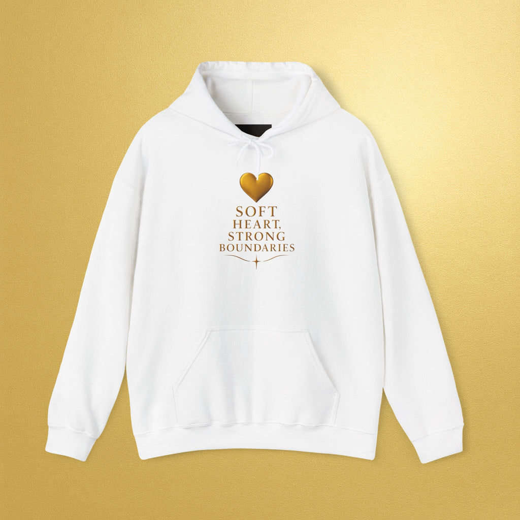 Soft Heart Strong Boundaries Hoodie — Inspirational Gold Heart Hoodie - AURA BY RS ®