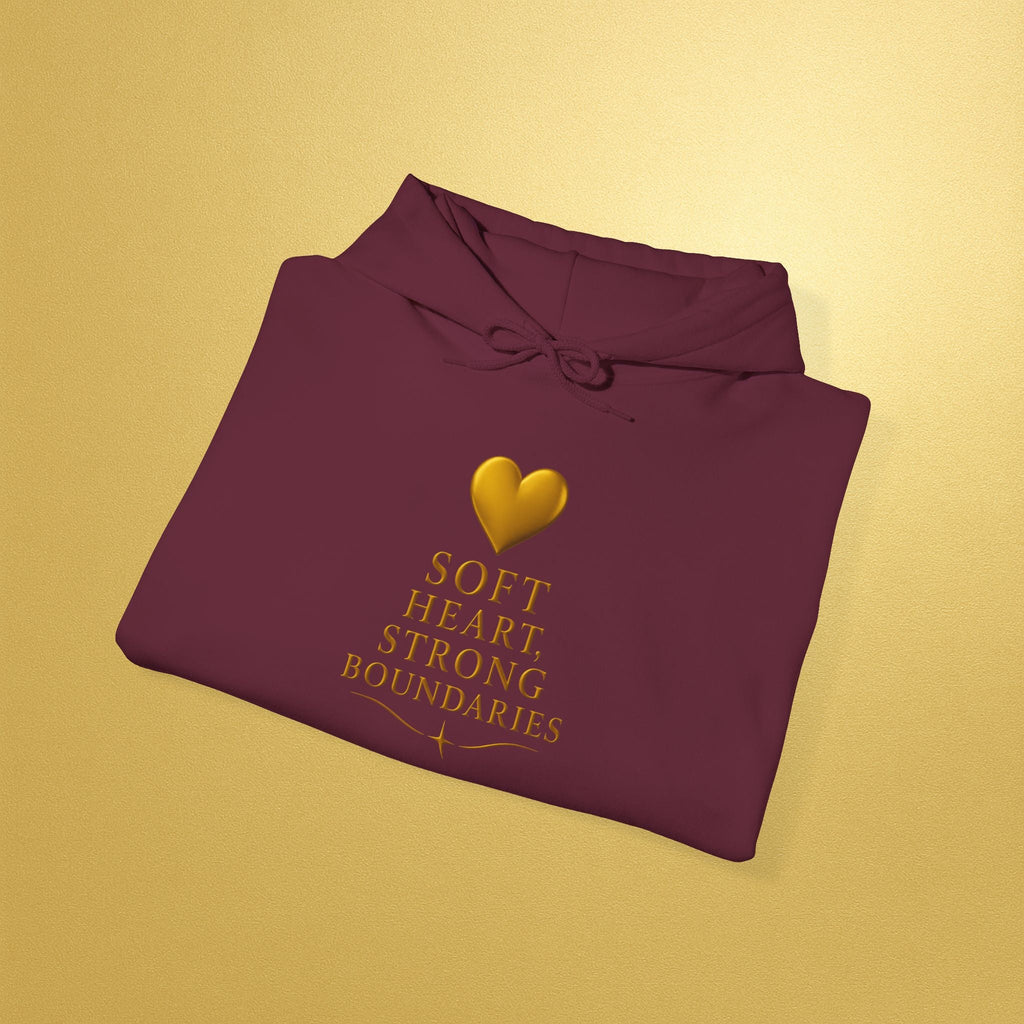 Soft Heart Strong Boundaries Hoodie — Inspirational Gold Heart Hoodie - AURA BY RS ®